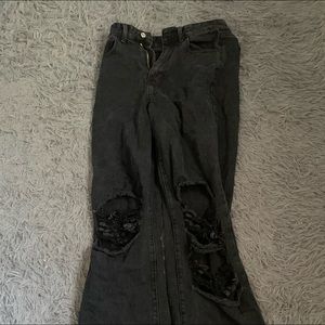 Long jeans with open wide leg